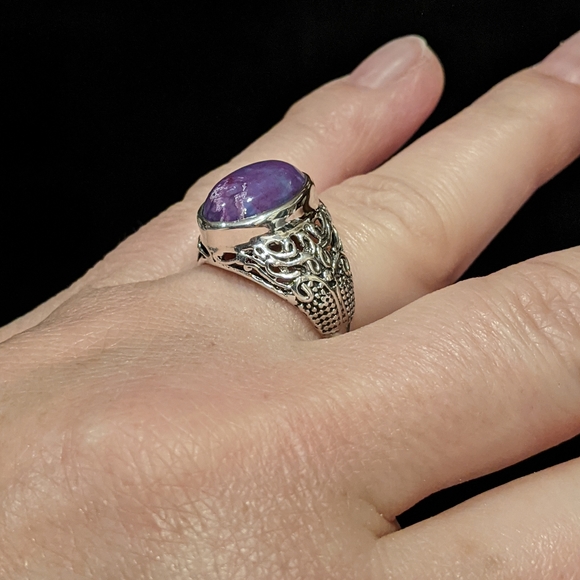 Purple Copper Turquoise, 925 Silver Ring, size 7.5 - Picture 8 of 11